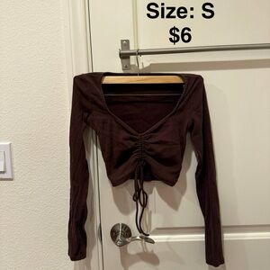Pacsun Long Sleeve Brown Crop Top